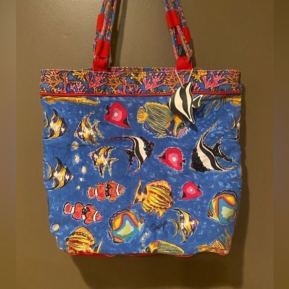 Anna Ormsby Fish Tote Purse Beach Bag Purse Tropical Fish - Picture 2 of 12